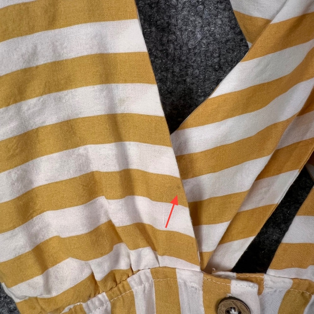 CELANDINE Anthropologie Romper Womens S Yellow Striped Cotton Blend Tie Shoulder - Picture 5 of 10